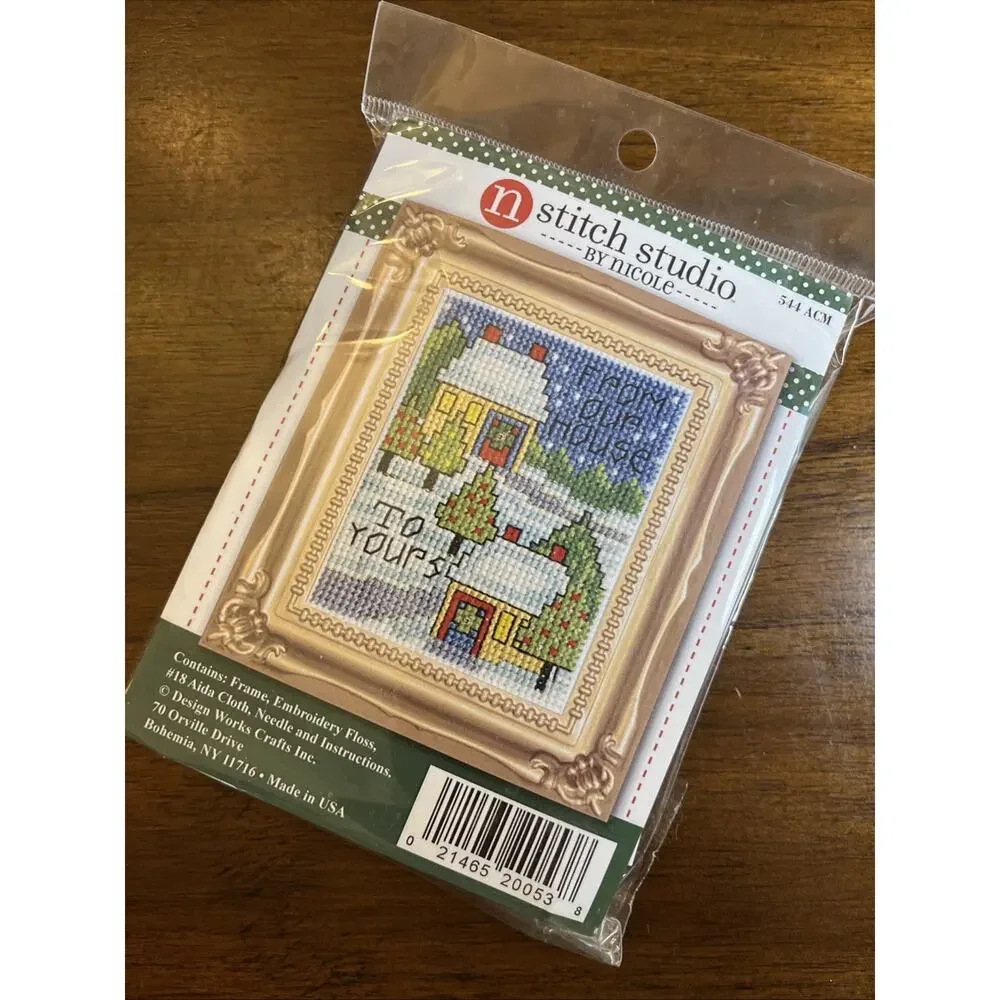Set 2 Stitch Studio by Nicole Counted Cross Stitch With Frame Kits Christmas USA